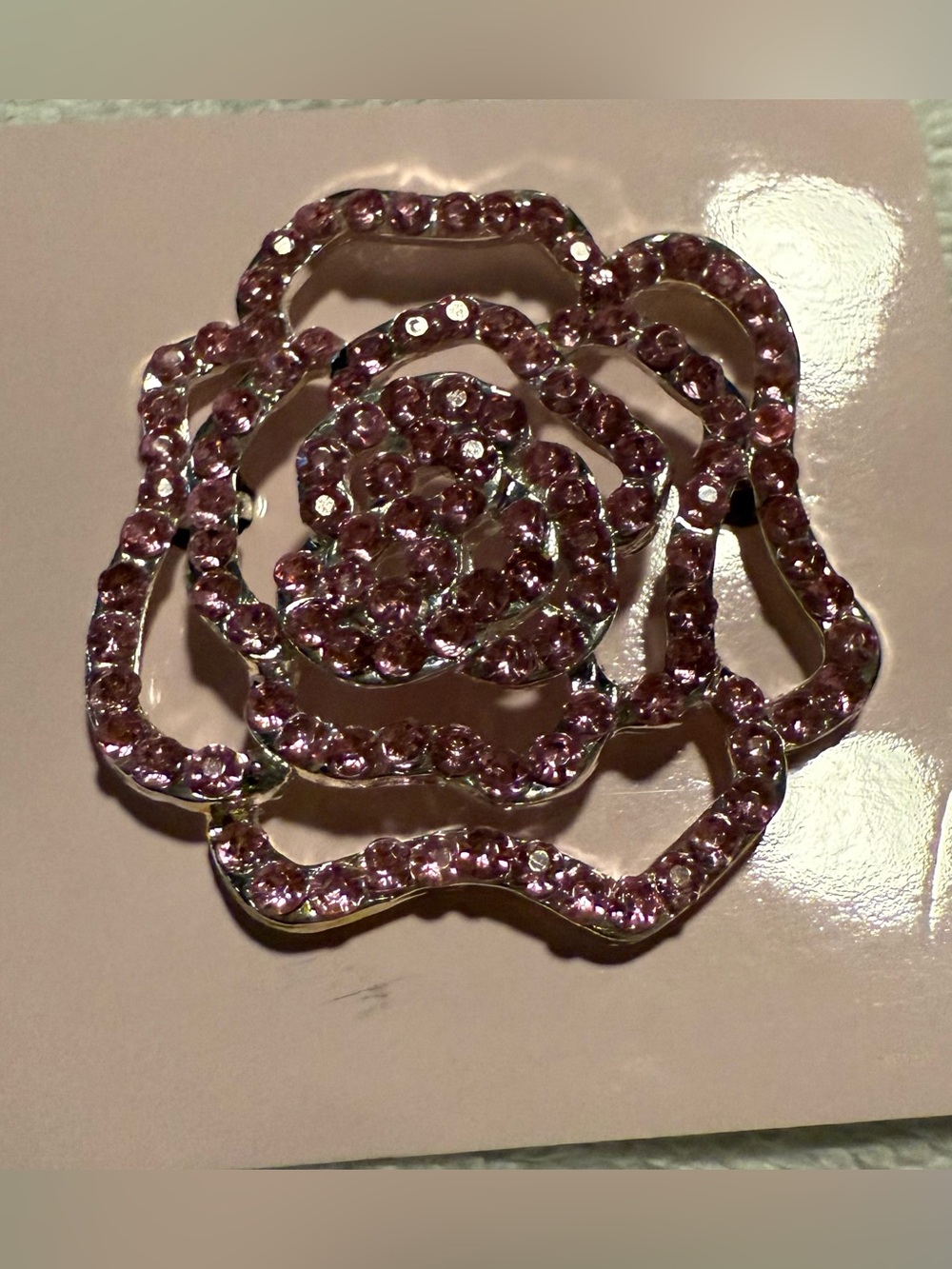 Sparkling Pink Crystal Rose Brooch - Fashion Jewelry